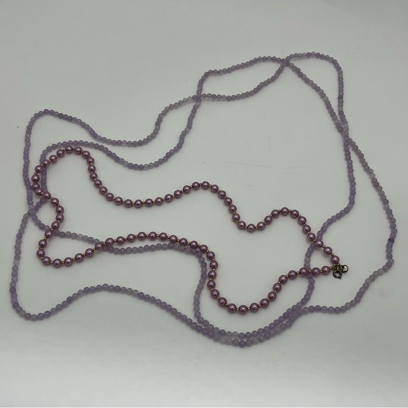 3 pc Purple VTG Beaded Necklace Lot - Picture 7 of 9